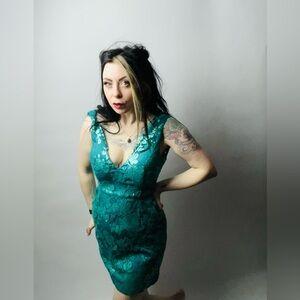 Dear moon turquoise sequin evening dress Women's Size 4/Juniors 7